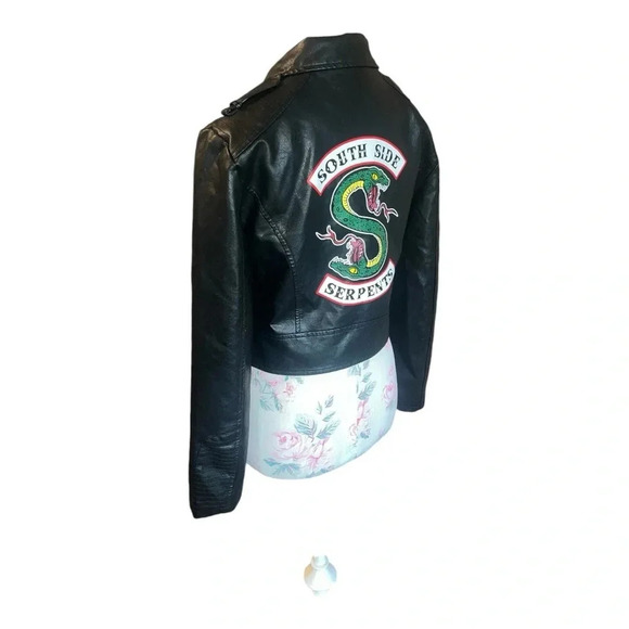 Year of the Snake Vegan Leather Black Moto Jacket SOUTH SIDE SERPENTS NWOT - Picture 3 of 11